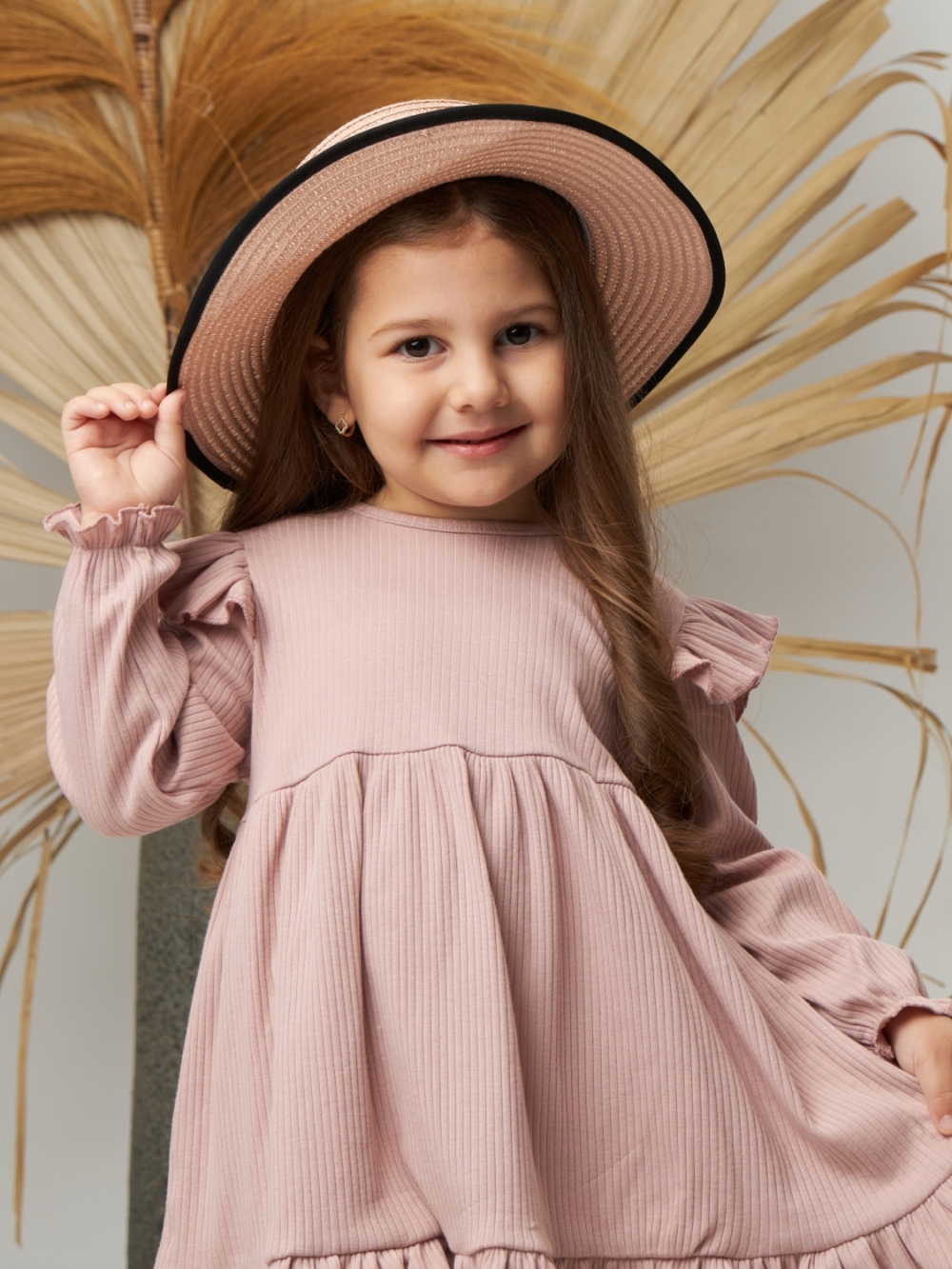 332. Платье детское из лапши, хлопок 100%, пудра, р. 74,80,86,92