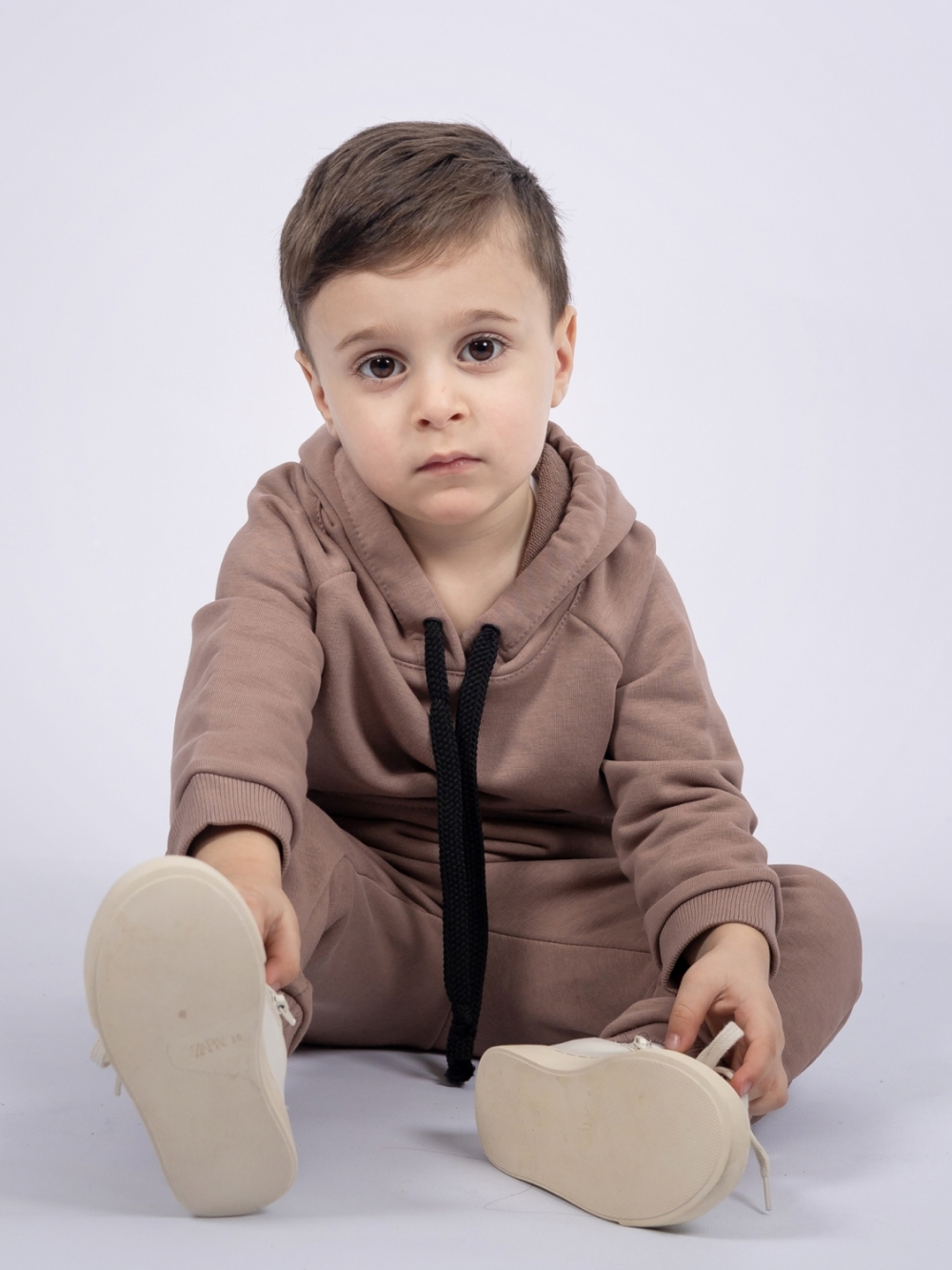 311-Ш. Свитшот с капюшоном + Штаны, хлопок 65%, 35% ПЭ, 3-х нитка ( без начеса) шоколад 98,104,110,116