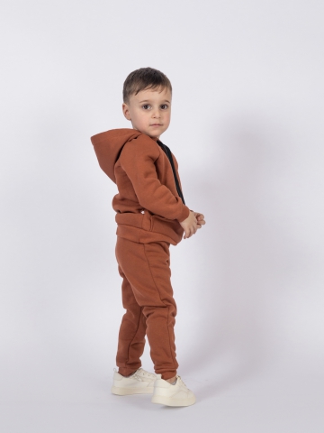 296-ТР. Свитшот с капюшоном  + Штаны, хлопок 65%, 35% ПЭ, 3-х нитка (начес) терракот 80,86,92