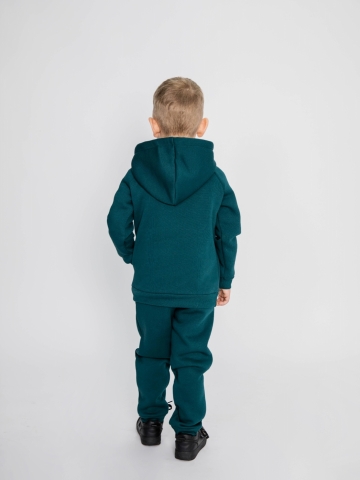 296-И. Свитшот с капюшоном + Штаны, хлопок 65%, 35% ПЭ, 3-х нитка (начес) изумрудный 98,104,110,116