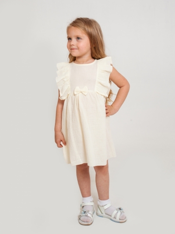 Купить 322-СЛ. Платье из муслина детское, хлопок 100% сливочный, р. 98,104,110,116 в Нижневартовске