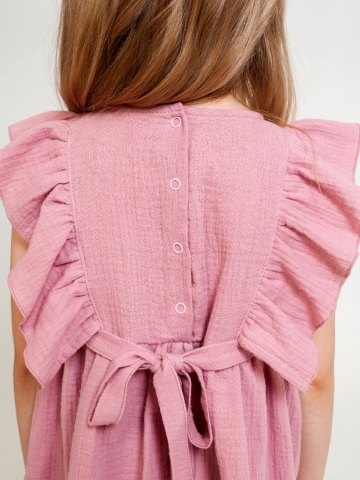 322-ПУ. Платье из муслина детское, хлопок 100% пудра, р. 98,104,110,116