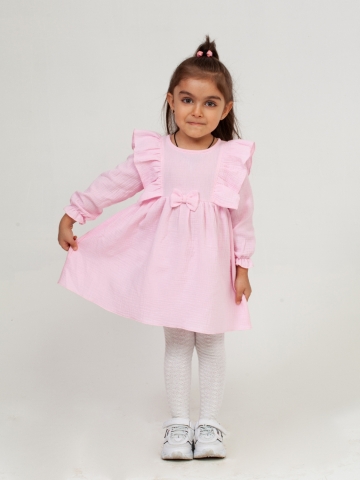 Купить 321-Р. Платье из муслина детское, хлопок 100% розовый, р. 74,80,86,92 в Нижневартовске